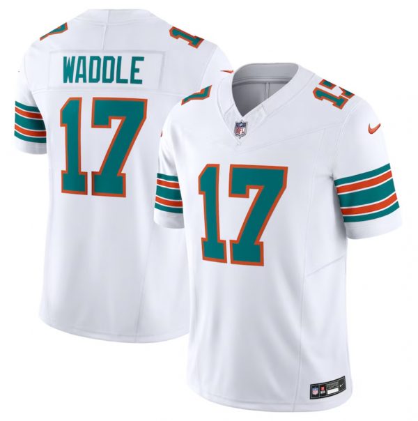 Men Miami Dolphins #17 Jaylen Waddle White 2023 F.U.S.E Alternate Vapor Limited Stitched Football Jersey