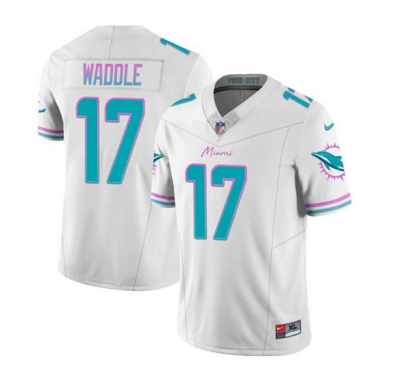 Men Miami Dolphins #17 Jaylen Waddle White 2023 F.U.S.E Vapor Limited Stitched Football Jersey