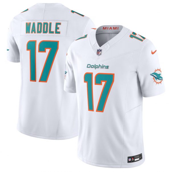 Men Miami Dolphins #17 Jaylen Waddle White 2023 F.U.S.E Vapor Limited Stitched Football Jersey