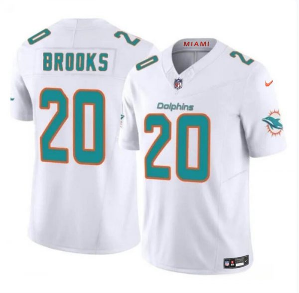 Men Miami Dolphins #20 Jordyn Brooks White 2024 F.U.S.E Vapor Limited Stitched Football Jersey
