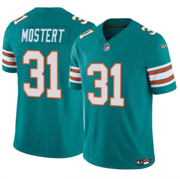 Men Miami Dolphins #31 Raheem Mostert Aqua 2023 F.U.S.E Alternate Vapor Limited Stitched Football Jersey