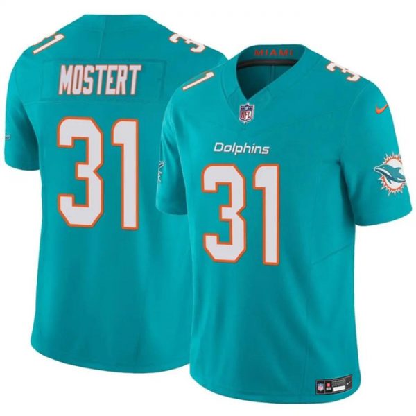 Men Miami Dolphins #31 Raheem Mostert Aqua 2023 F.U.S.E Vapor Limited Stitched Football Jersey