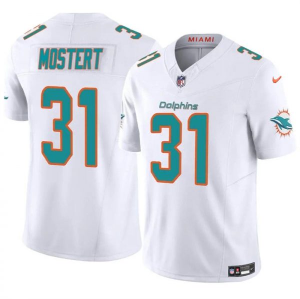 Men Miami Dolphins #31 Raheem Mostert White 2023 F.U.S.E Alternate Vapor Limited Stitched Football Jersey