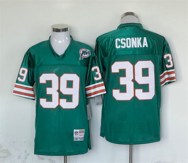 Men Miami Dolphins #39 Larry Csonka Aqua 1972 Stitched Game Football Jersey