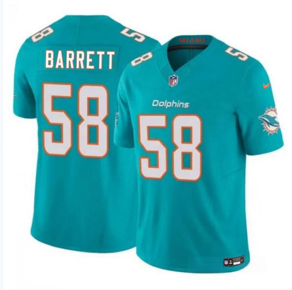 Men Miami Dolphins #58 Shaquil Barrett Aqua 2023 F.U.S.E Vapor Limited Stitched Football Jersey