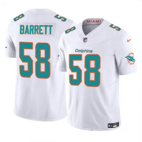 Men Miami Dolphins #58 Shaquil Barrett White 2023 F.U.S.E Vapor Limited Stitched Football Jersey