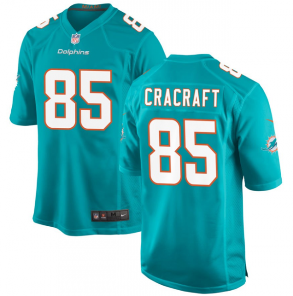 Men Miami Dolphins #85 River Cracraft Aqua Stitched Game Jersey