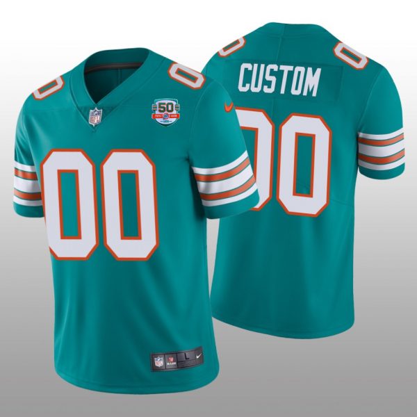 Miami Dolphins Active Player Custom 2022 Aqua With 50th Perfect Season Patch Limited Stitched Jersey