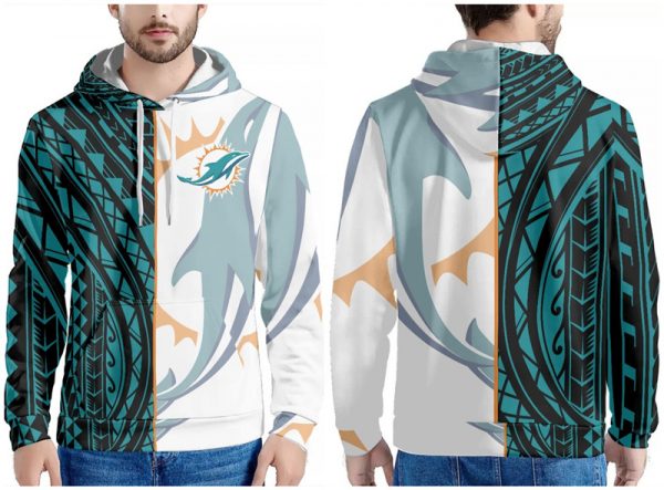 Men Miami Dolphins Aqua/Black/White Pullover Hoodie