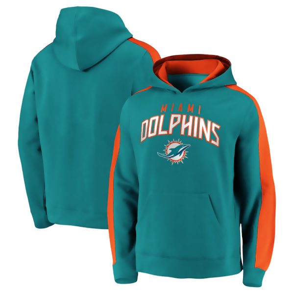 Men Miami Dolphins Aqua Game Time Arch Pullover Hoodie