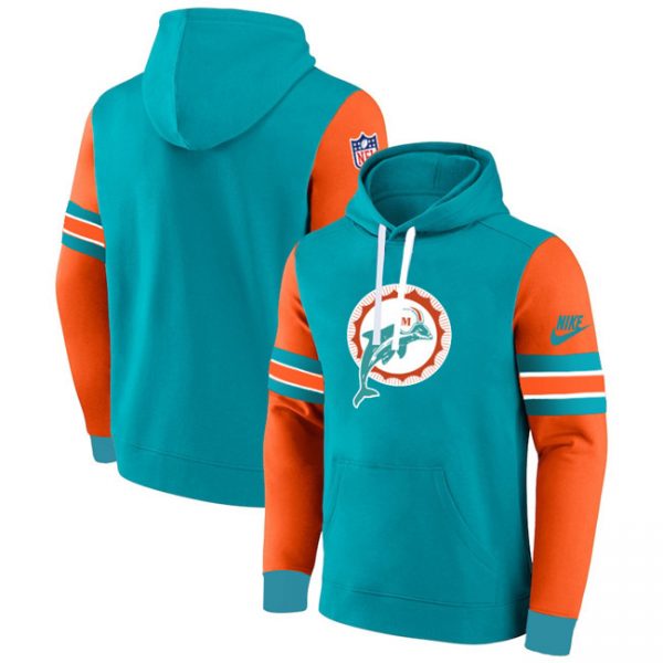 Men Miami Dolphins Aqua/Orange Pullover Hoodie