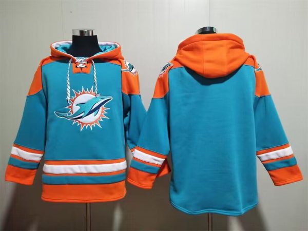 Men Miami Dolphins Blank Aqua Lace-Up Pullover Hoodie