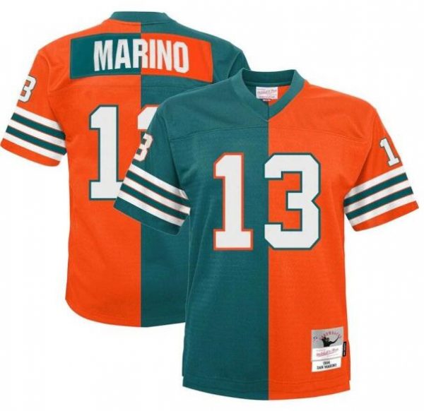 Miami Dolphins Customized 1984 Aqua/Orange Split Mitchell & Ness Stitched Jersey