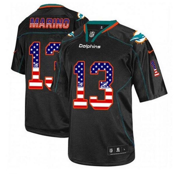 Miami Dolphins Customized Black USA Flag Fashion Stitched Jersey