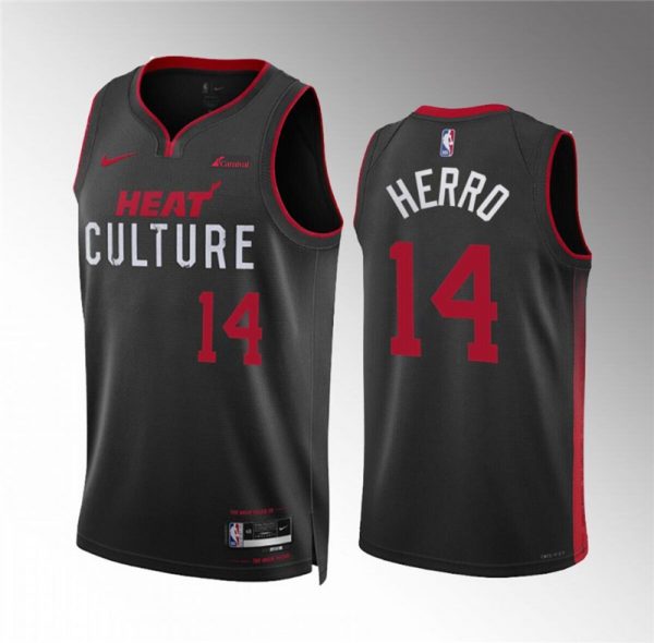 Men Miami Heat #14 Tyler Herro Black 2023/24 City Eddition Stitched Basketball Jersey
