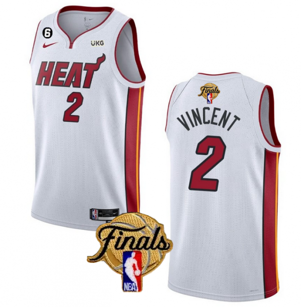 Men Miami Heat #2 Gabe Vincent White 2023 Finals Association Edition With NO.6 Patch Stitched Basketball Jersey