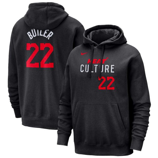 Men Miami Heat #22 Jimmy Butler Black 2023/24 City Edition Name & Number Pullover Hoodie