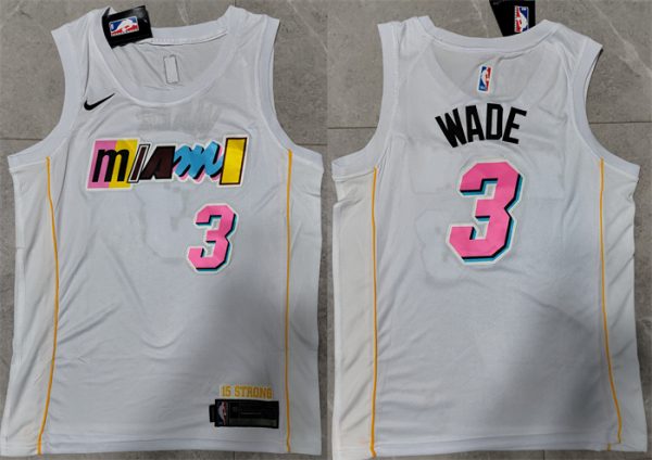 Men Miami Heat #3 Dwyane Wade 2022/23 White City Edition Stitched Jersey