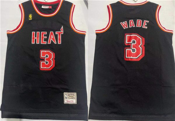 Men Miami Heat 3 Dwyane Wade Black Stitched Basketball Jersey