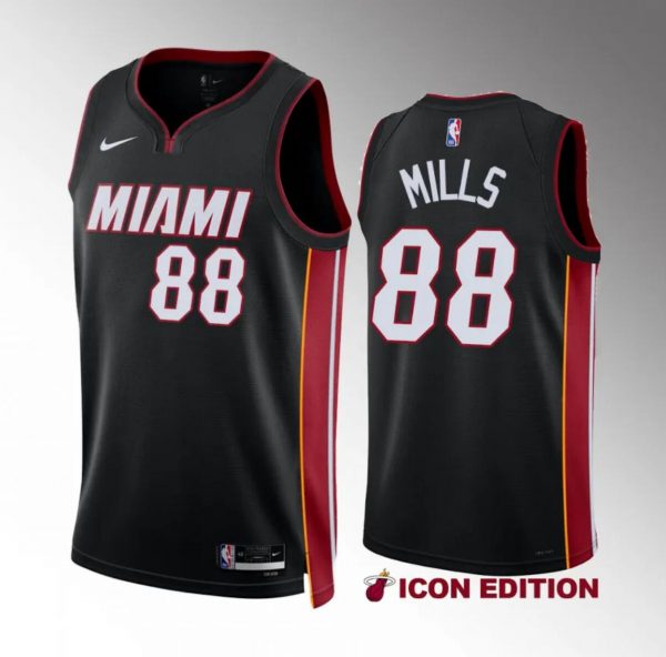 Men Miami Heat #88 Patrick Mills Black Icon Edition Stitched Basketball Jersey