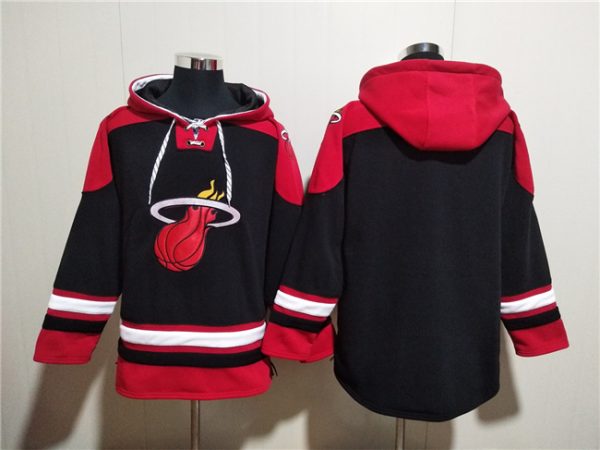 Men Miami Heat Blank Black Ageless Must-Have Lace-Up Pullover Hoodie