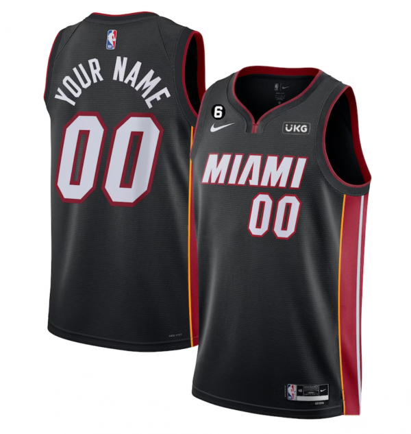 Miami Heat Customized Black Icon Edition With NO.6 Patch Stitched Basketball Jersey