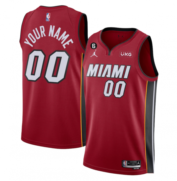 Miami Heat Customized Red Statement Edition With NO.6 Patch Stitched Basketball Jersey