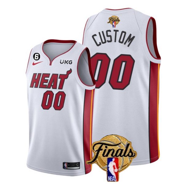 Miami Heat Customized White 2023 Finals Association Edition With NO.6 Patch Stitched Basketball Jersey