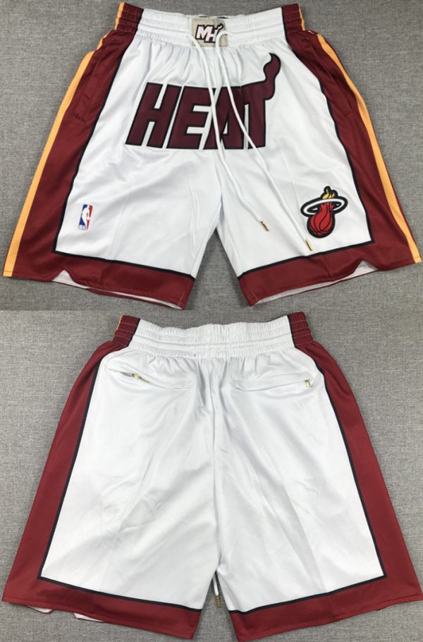 Men Miami Heat White Shorts (Run Small)