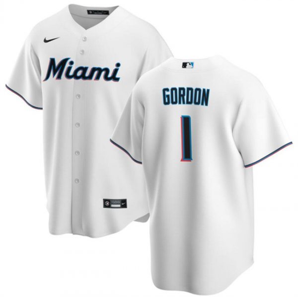 Men Miami Marlins #1 Nick Gordon White Cool Base Stitched Baseball Jersey