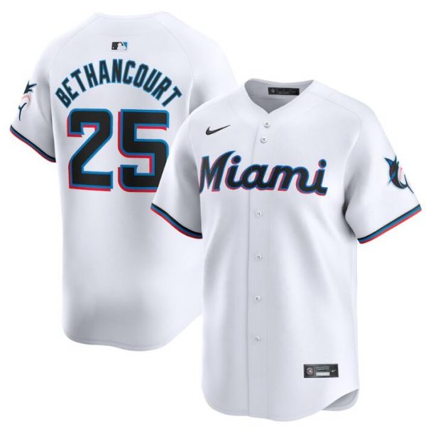 Men Miami Marlins #25 Christian Bethancourt White 2024 Home Limited Stitched Baseball Jersey