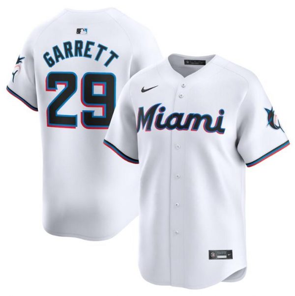Men Miami Marlins #29 Braxton Garrett White 2024 Home Limited Stitched Baseball Jersey