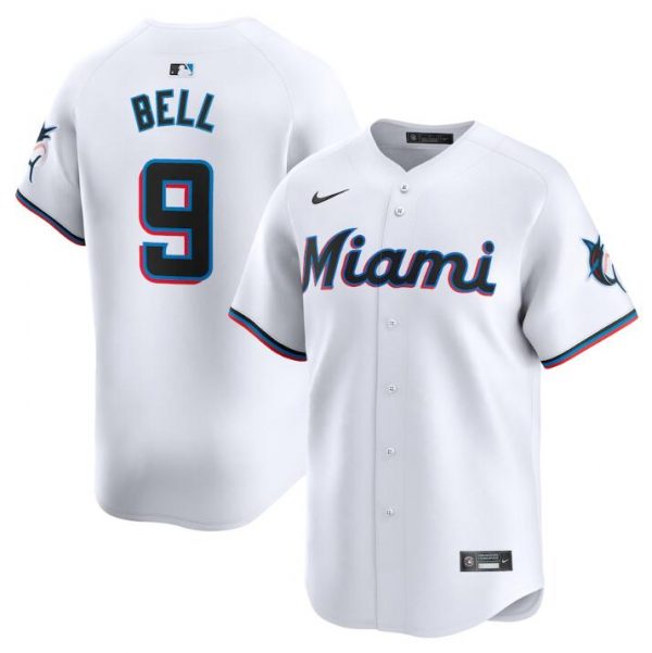 Men Miami Marlins #9 Josh Bell White 2024 Home Limited Stitched Baseball Jersey