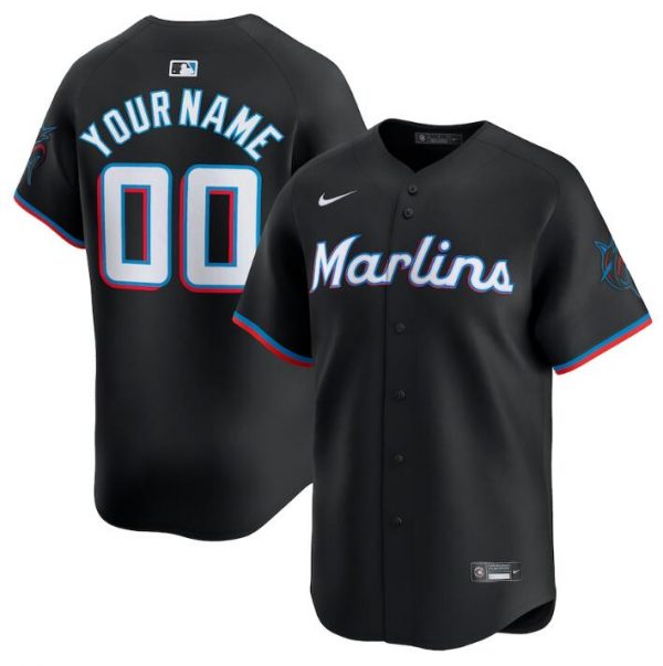 Miami Marlins Active Player Custom Black 2024 Alternate Limited Stitched Baseball Jersey
