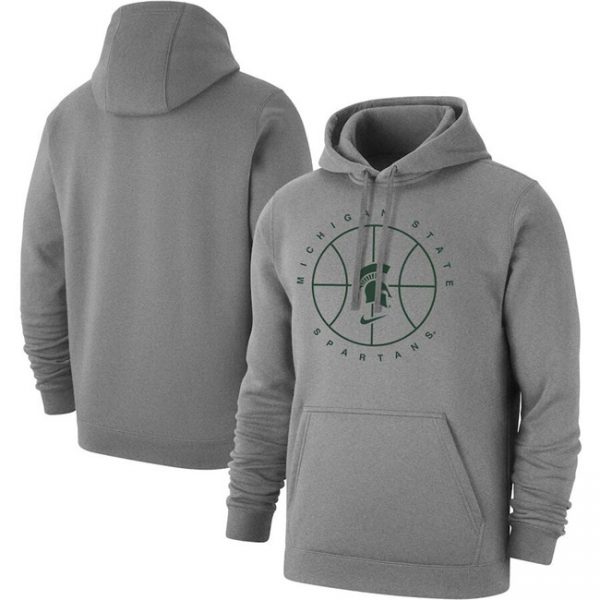 Men Michigan State Spartans Grey Basketball Icon Club Fleece Pullover Hoodie
