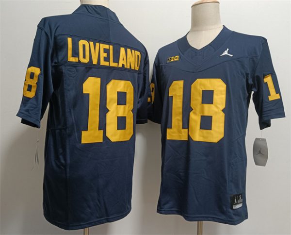 Men Michigan Wolverines #18 Colston Loveland 2023 F.U.S.E. Navy Stitched Jersey