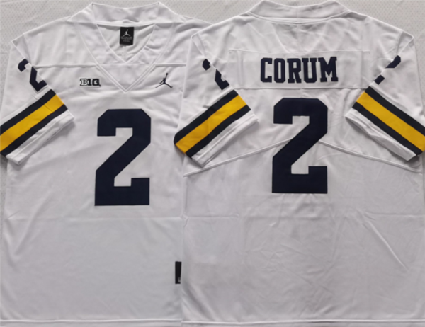 Men Michigan Wolverines #2 CORUM White Stitched Jersey