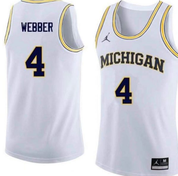 Men Michigan Wolverines #4 Chris Webber White Stitched Basketball Jersey