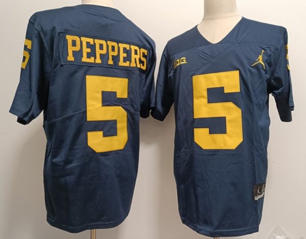 Men Michigan Wolverines #5 Jabrill Peppers Navy Stitched Jersey