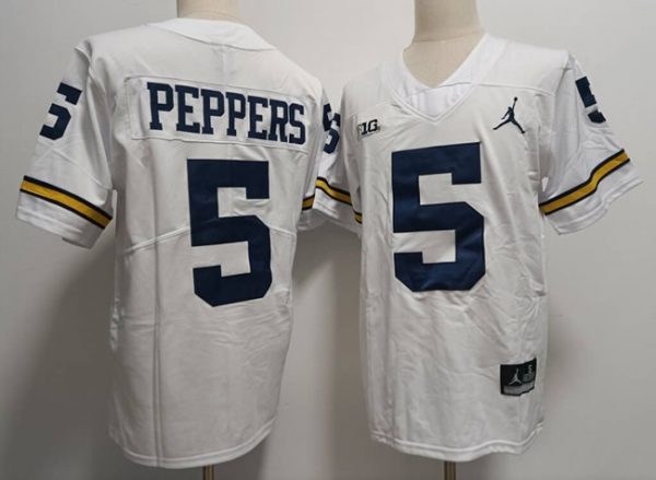 Men Michigan Wolverines #5 Jabrill Peppers White Stitched Jersey
