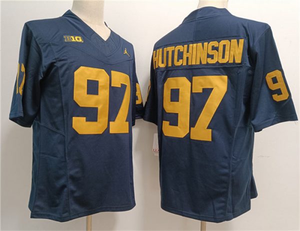 Men Michigan Wolverines #97 Aidan Hutchinson Navy Stitched Jersey