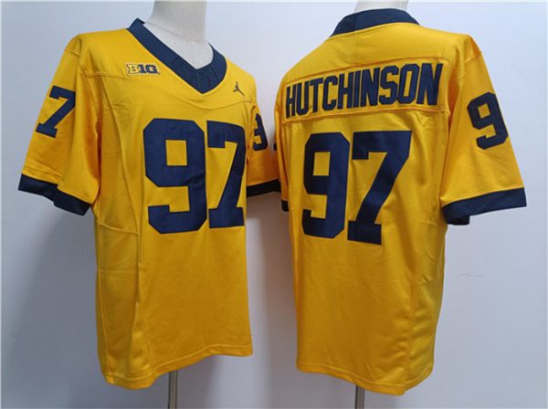 Men Michigan Wolverines #97 Aidan Hutchinson Yellow Stitched Jersey