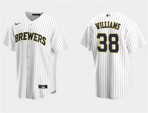 Men Milwaukee Brewers #38 Devin Williams White Cool Base Stitched Jersey