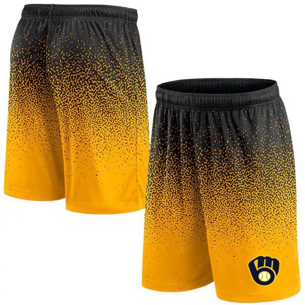 Men Milwaukee Brewers Black/Yellow Ombre Shorts