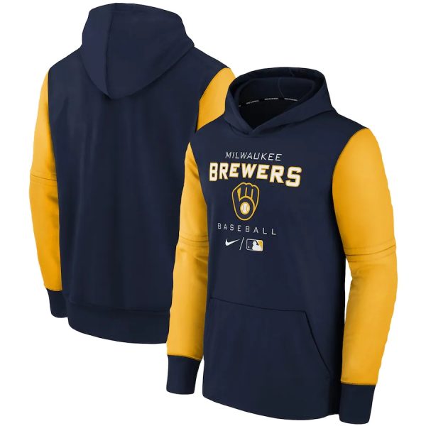 Men Milwaukee Brewers Navy 2022 City Connect Therma Performance Pullover Hoodie