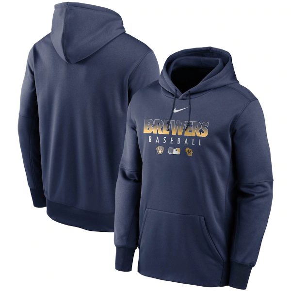 Men Milwaukee Brewers Navy 2022 Performance Pullover Hoodie