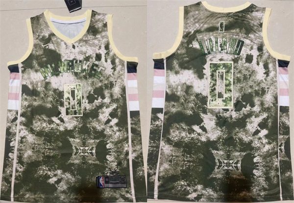 Men Milwaukee Bucks #0 Damian Lillard Green/White Stitched Basketball Jersey