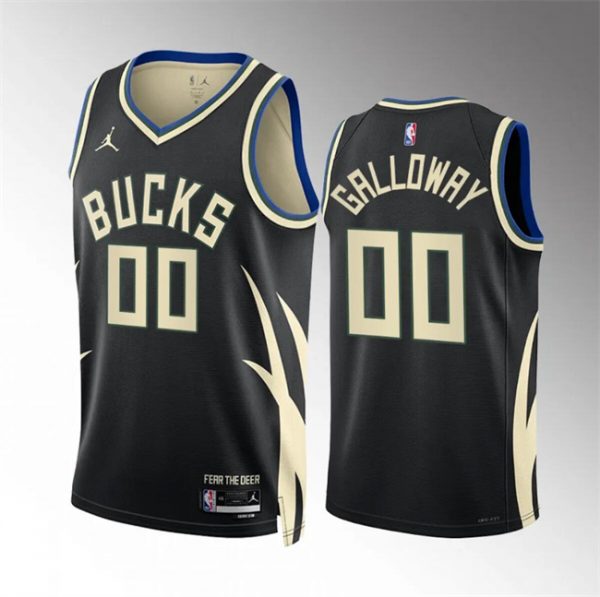 Men Milwaukee Bucks #00 Jaylin Galloway Black Statement Edition Stitched Basketball Jersey