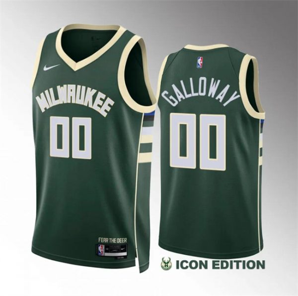 Men Milwaukee Bucks #00 Jaylin Galloway Green Icon Edition Stitched Basketball Jersey
