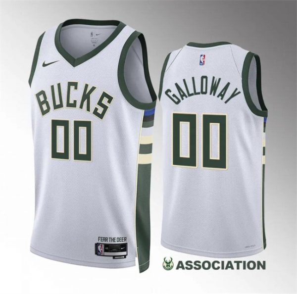 Men Milwaukee Bucks #00 Jaylin Galloway White Association Edition Stitched Basketball Jersey